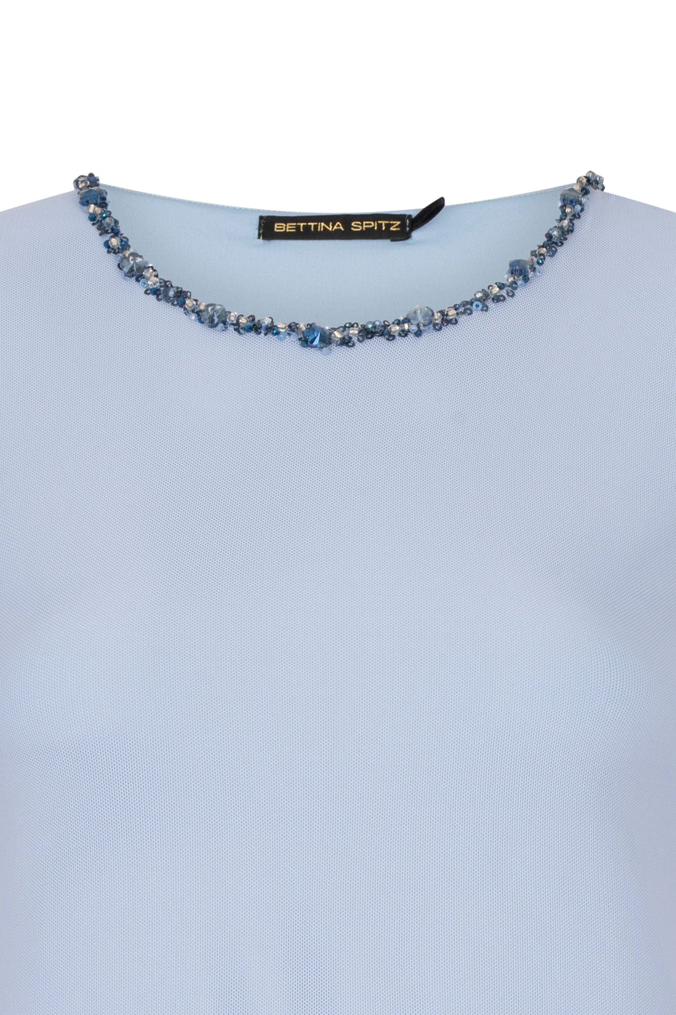 Top Mallita Cuello Brillos Celeste