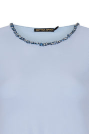 Top Mallita Cuello Brillos Celeste