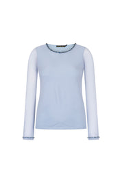 Top Mallita Cuello Brillos Celeste
