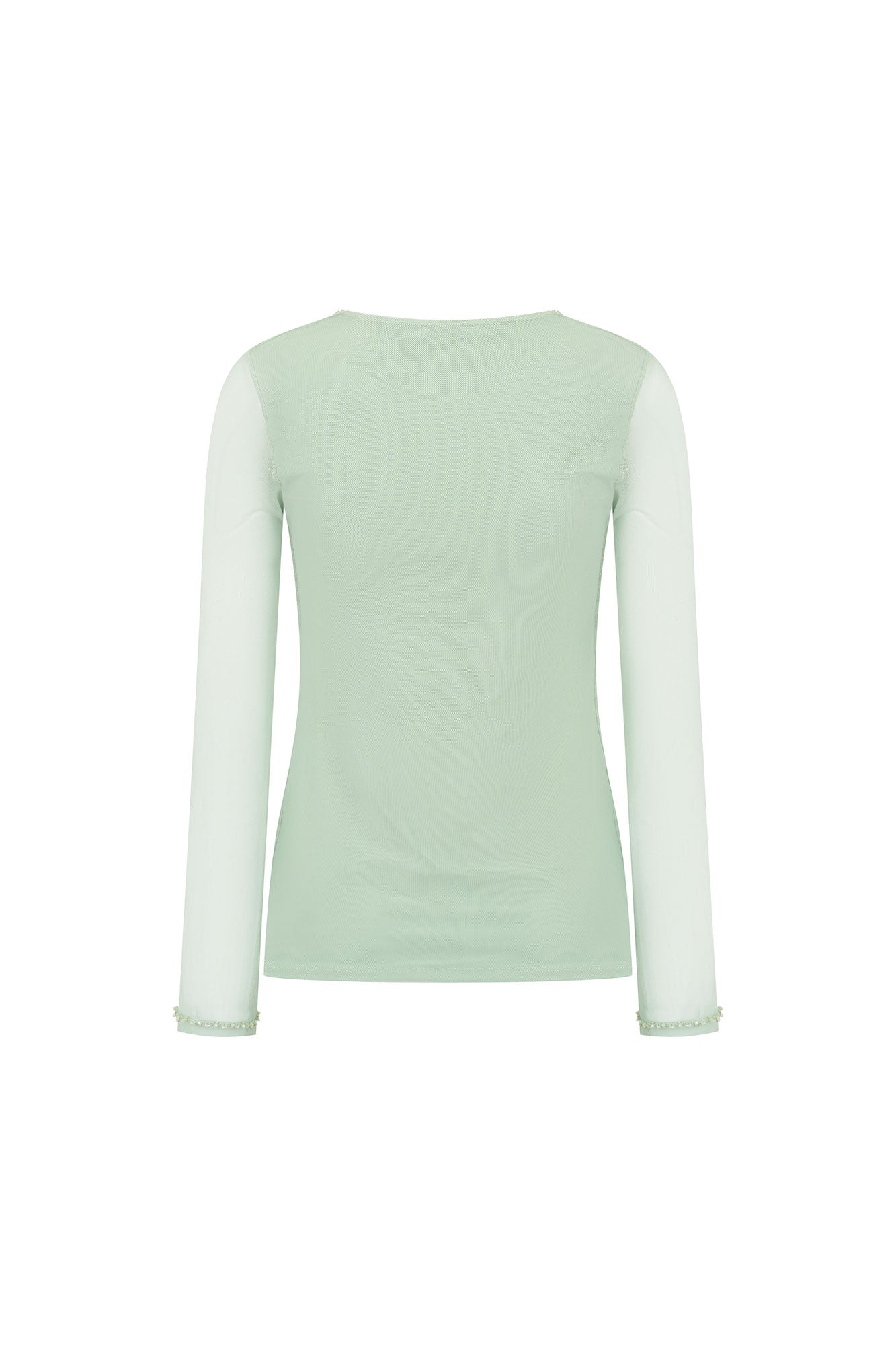 Apple Green Shiny Neckline Knit Top