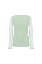 Apple Green Shiny Neckline Knit Top