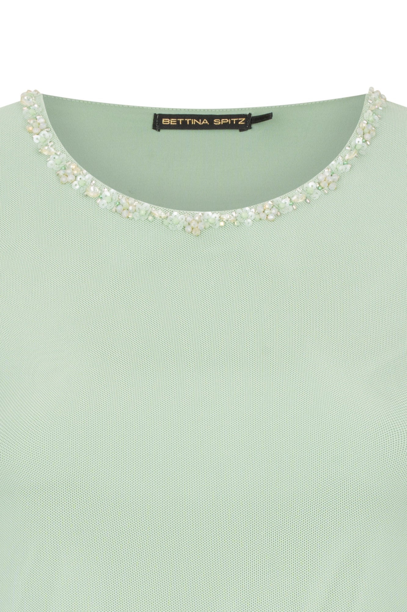 Apple Green Shiny Neckline Knit Top