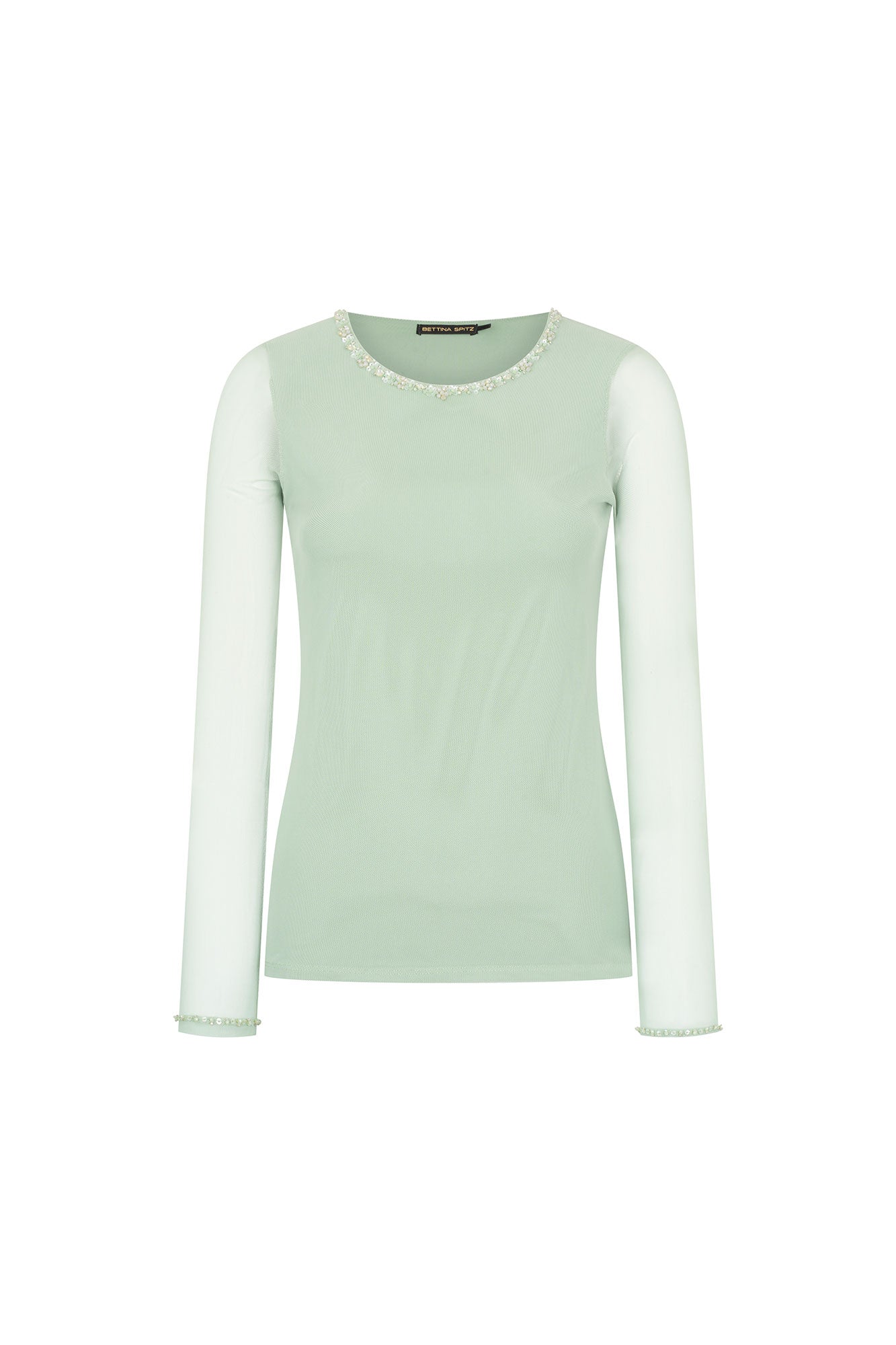 Apple Green Shiny Neckline Knit Top