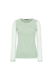 Apple Green Shiny Neckline Knit Top