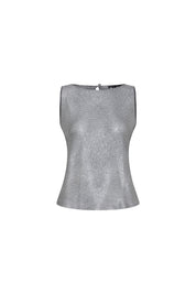 Top Mallita Cuello Brillos Gris