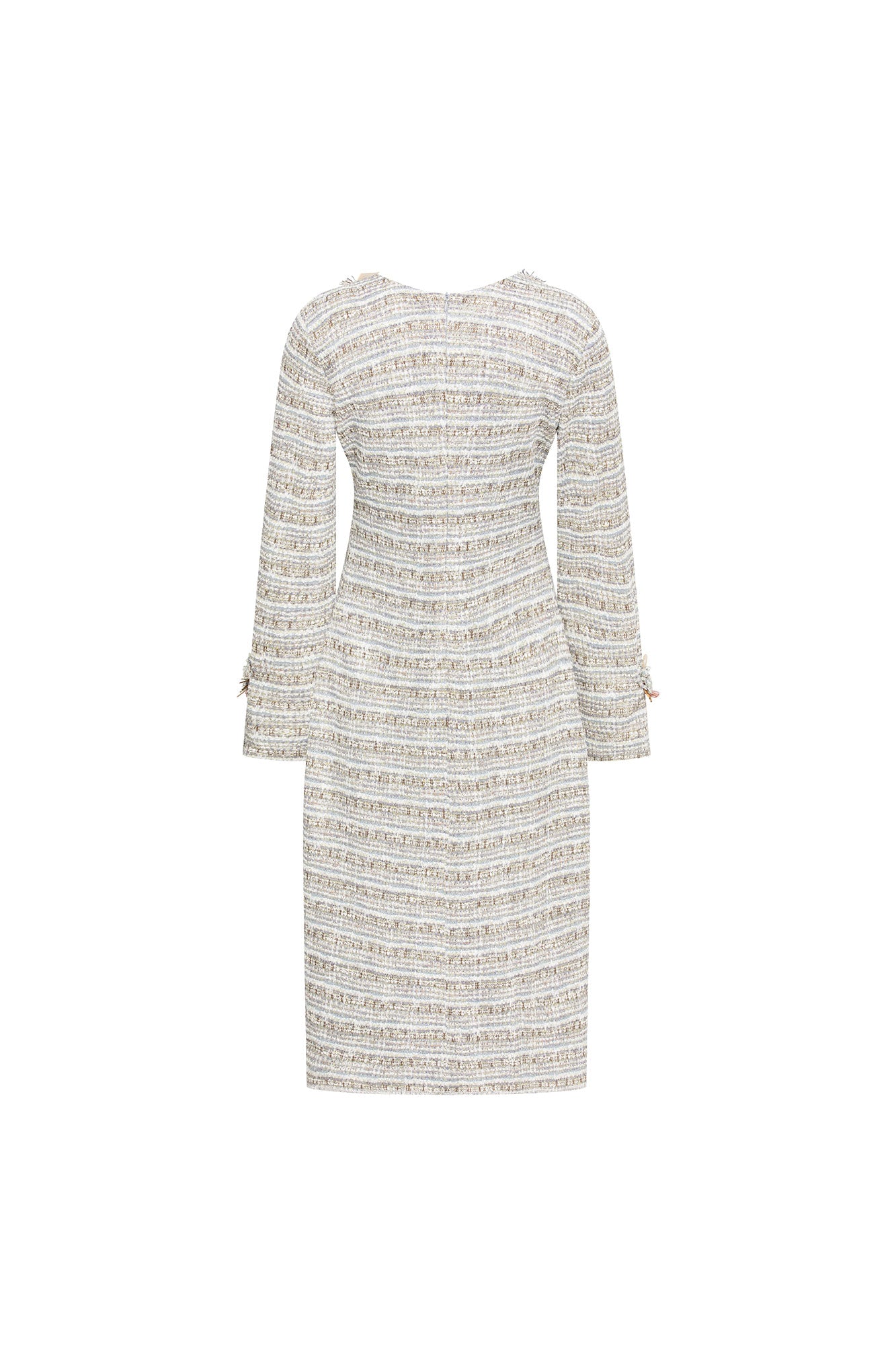 The Michell — Tweed Midi Dress 3D Floral Neckline