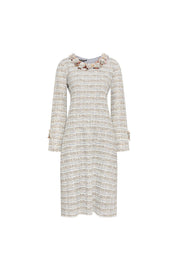 The Michell — Tweed Midi Dress 3D Floral Neckline