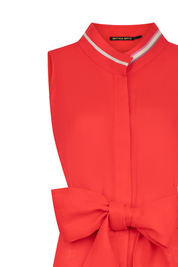 Vestido Camisero Sisa Lino Tira Randa Rojo