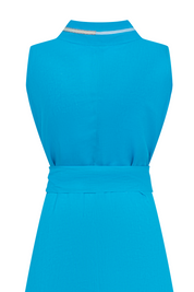 Vestido Camisero Sisa Lino Tira Randa Turquesa