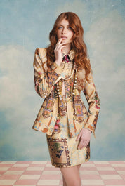 Long Printed Jacket – Baroque Frames & Botanicals