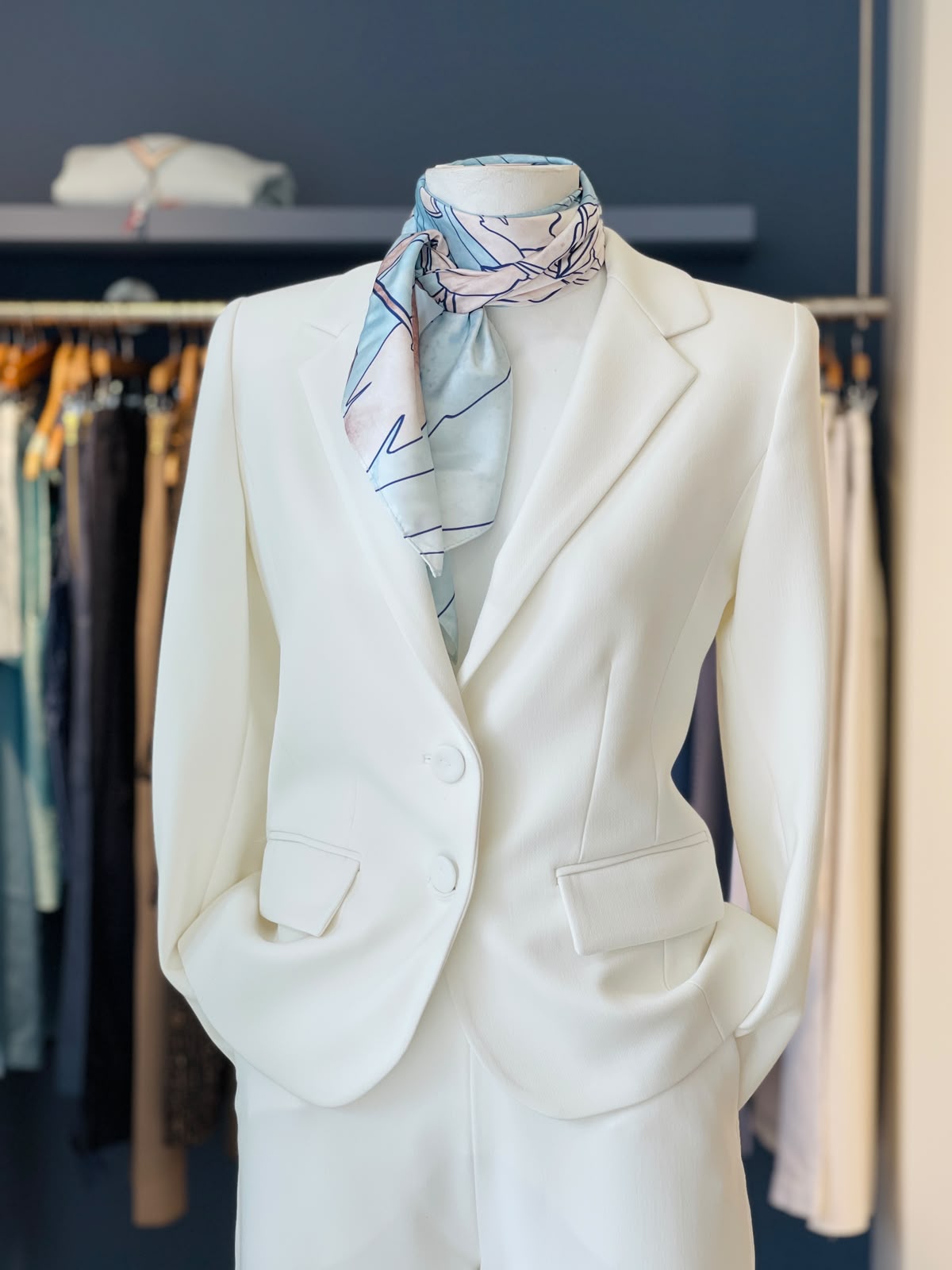 The Carlota Mini Scarf — Blue Print