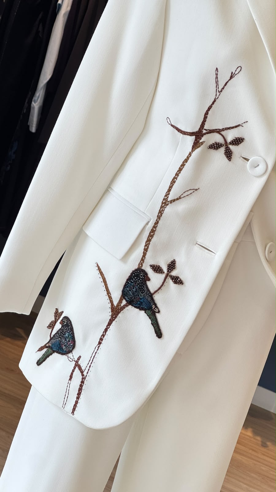 Azulejos Long Blazer — Pearl White