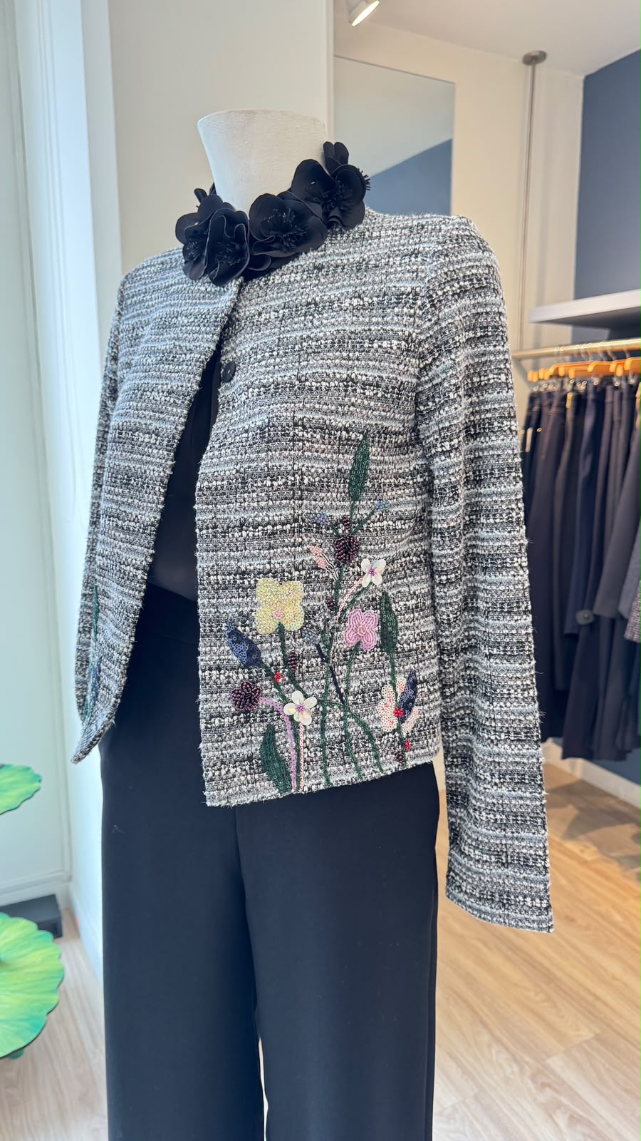 Tweed Jacket with Beaded Embroidery