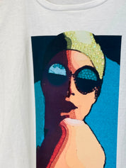 Ivory Art Print T-Shirt with Sequin Embellishment