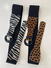 Cinturón Elástico Leopardo Negro