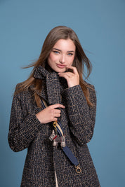Double-Breasted Tweed Coat – Mocca